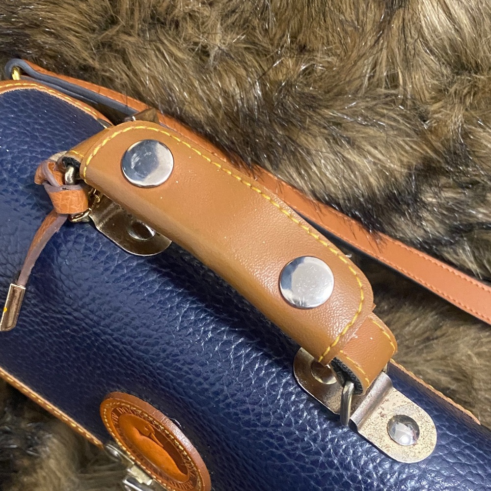 Navy and Brown Leather Women's Bag - Picture 6 of 6